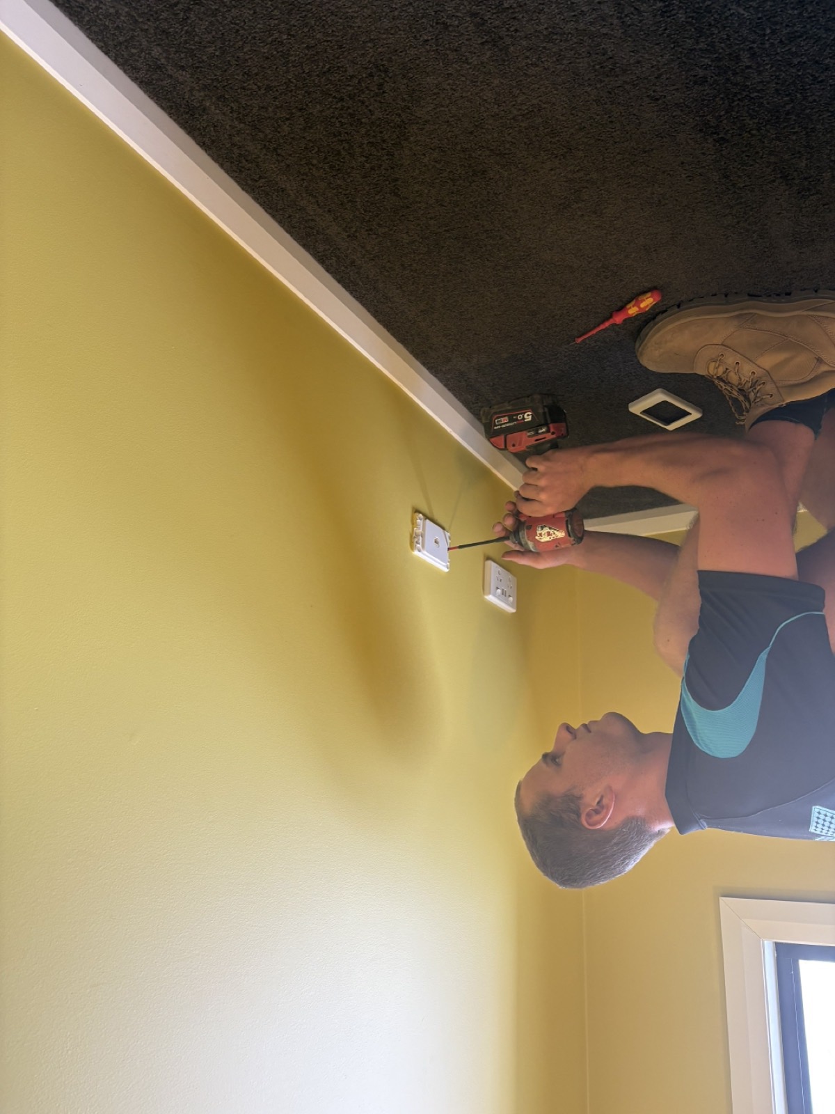 Data point installed high on a wall by RB Solar & Electrical