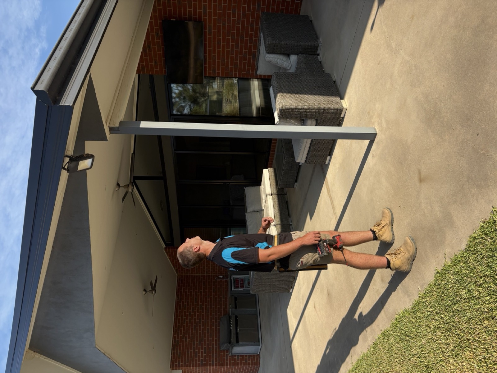 Floodlight installed under the eaves of a Bendigo outdoor area